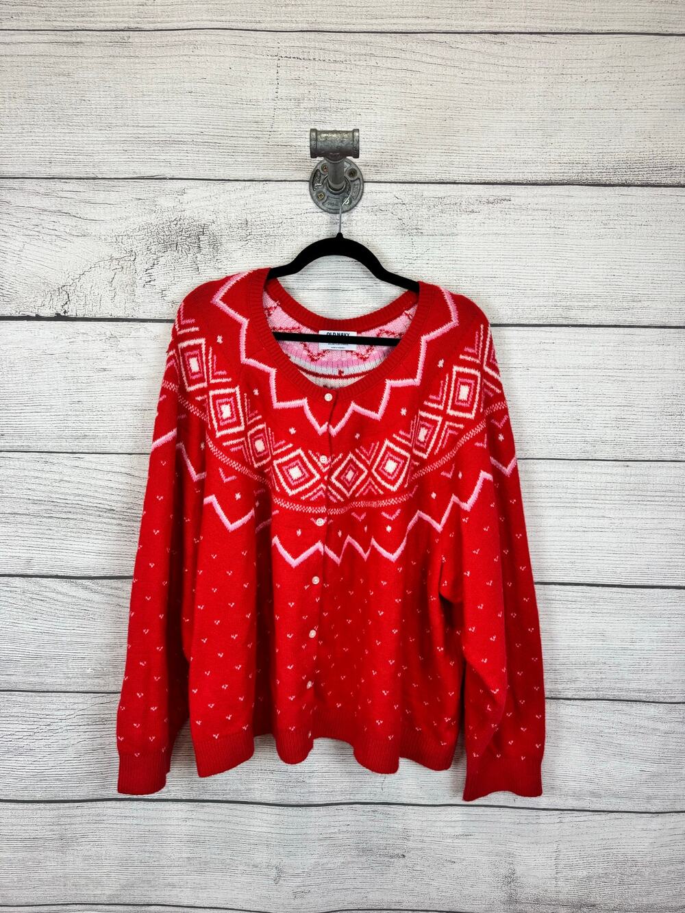 Old Navy Plus Size Red Knit Button Up Sweater Cardigan Size 4X